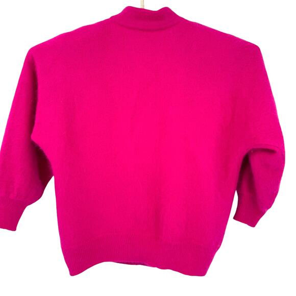 Belldini Vintage Sweater Jacket Lined Hot Pink Sparkle Beads Angora Size Large - Picture 5 of 7